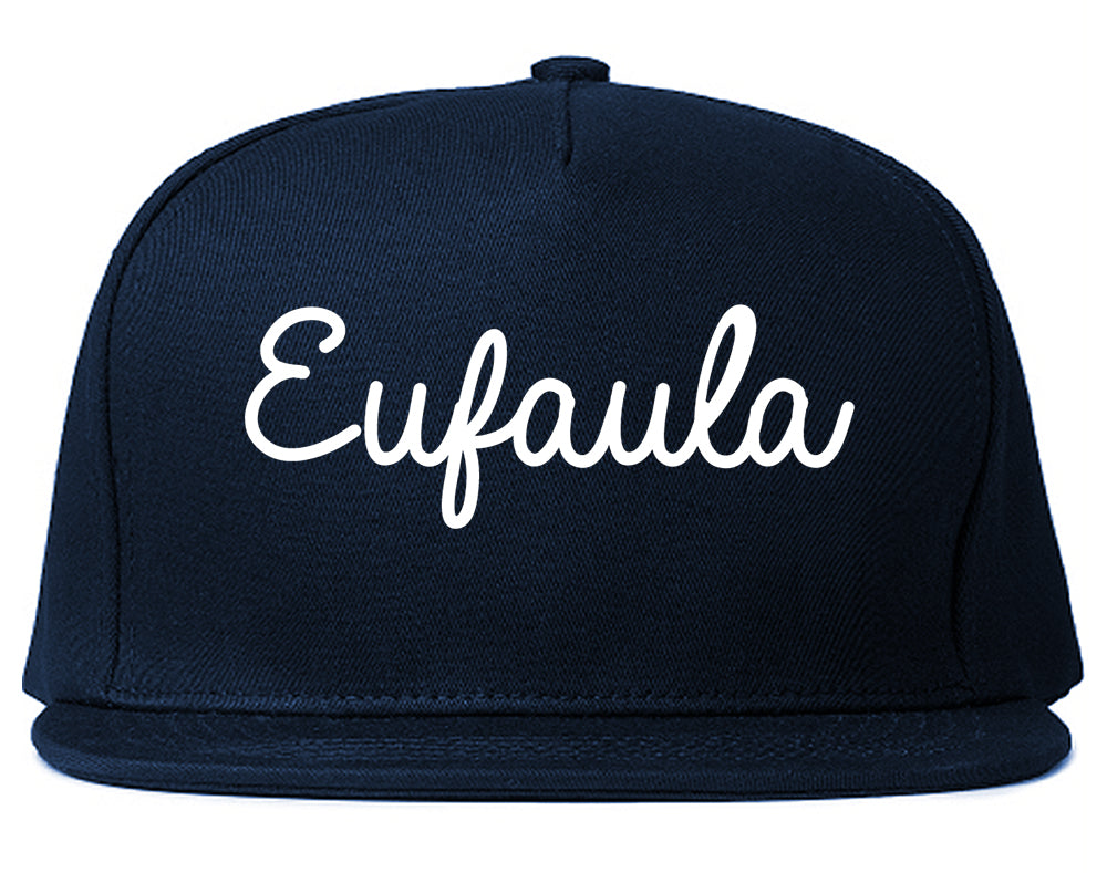 Eufaula Alabama AL Script Mens Snapback Hat Navy Blue