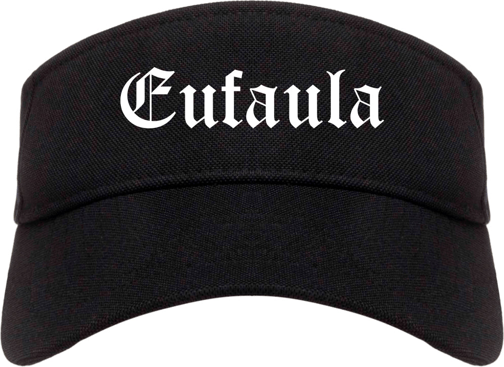 Eufaula Alabama AL Old English Mens Visor Cap Hat Black