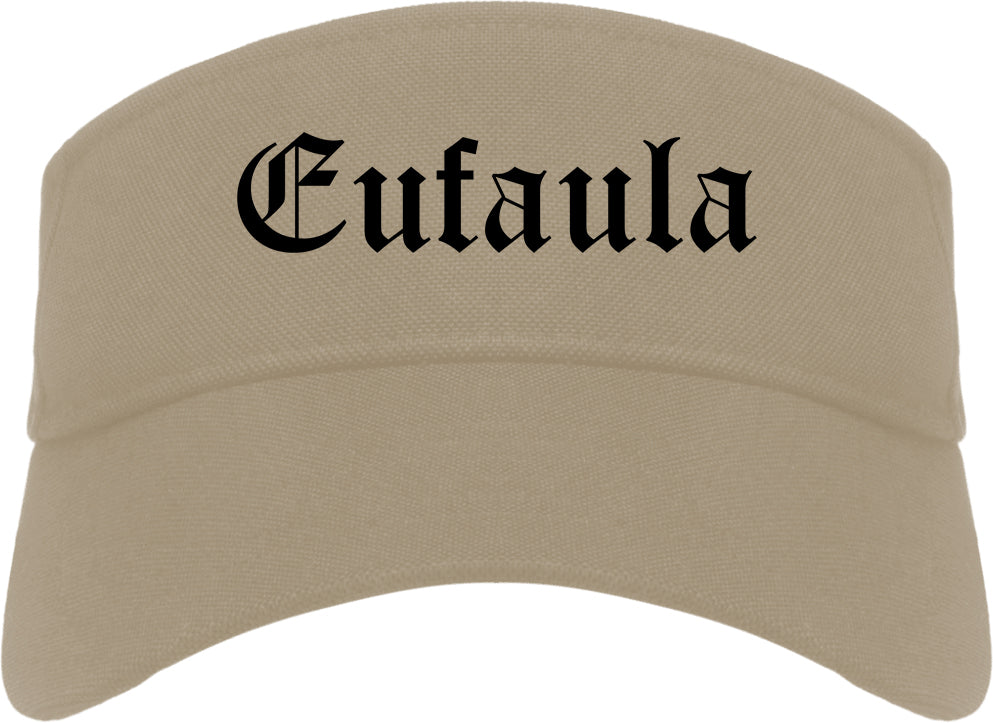 Eufaula Alabama AL Old English Mens Visor Cap Hat Khaki