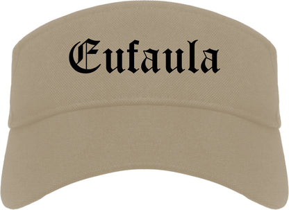 Eufaula Alabama AL Old English Mens Visor Cap Hat Khaki