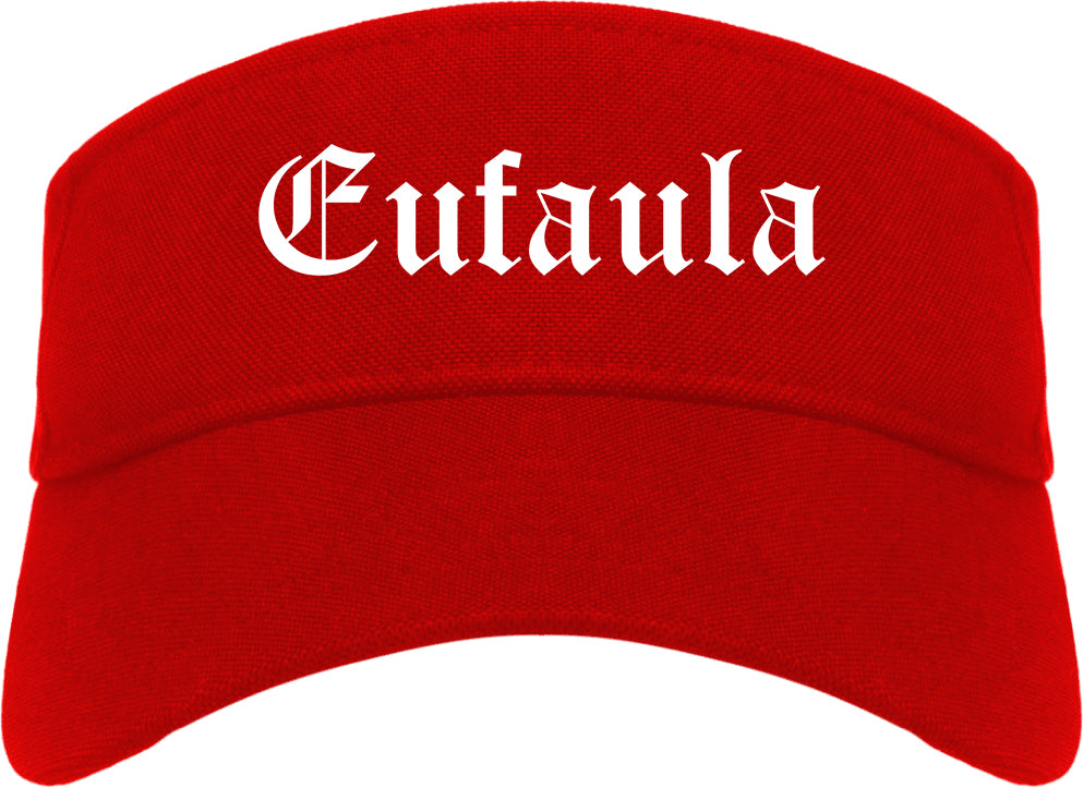 Eufaula Alabama AL Old English Mens Visor Cap Hat Red