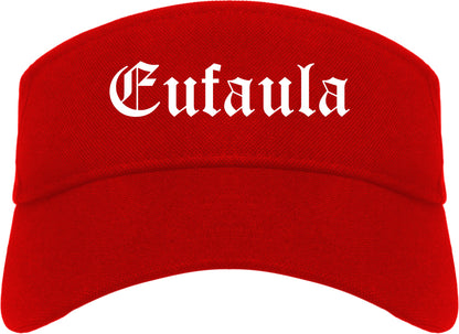 Eufaula Alabama AL Old English Mens Visor Cap Hat Red