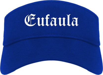 Eufaula Alabama AL Old English Mens Visor Cap Hat Royal Blue