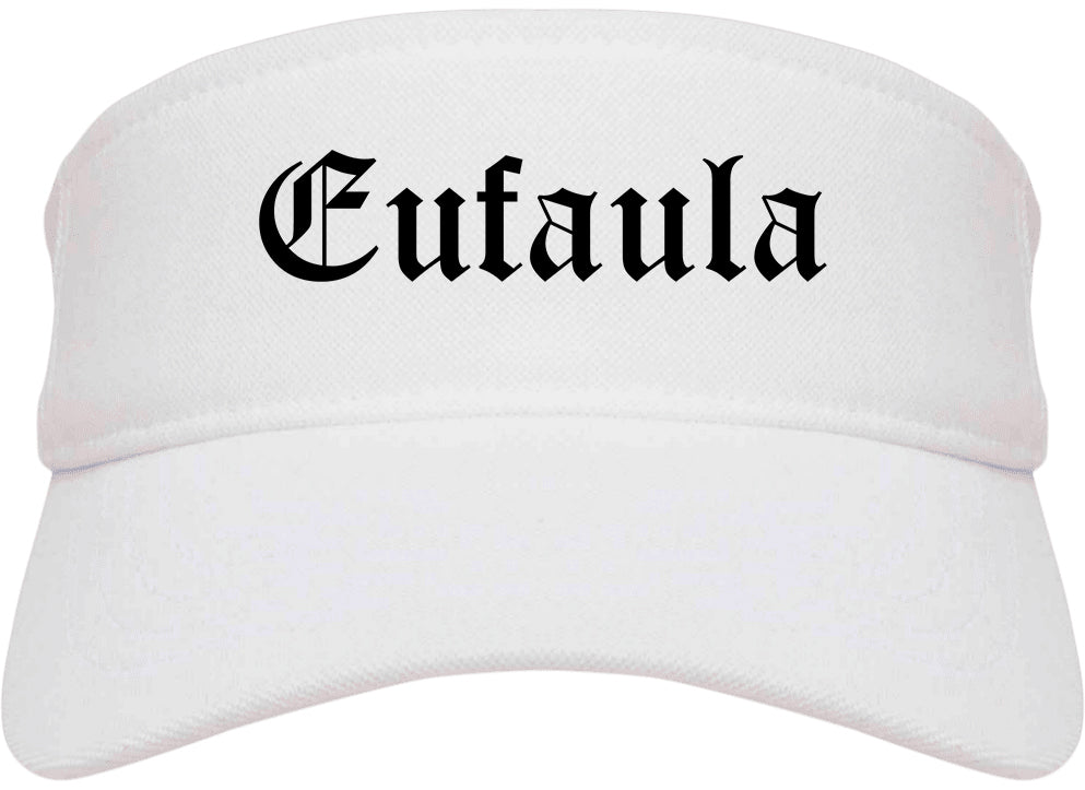Eufaula Alabama AL Old English Mens Visor Cap Hat White