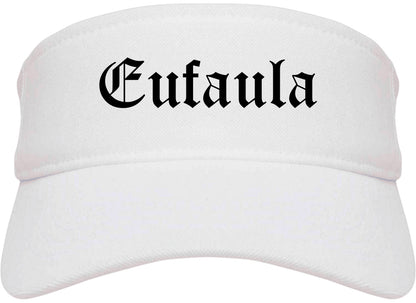 Eufaula Alabama AL Old English Mens Visor Cap Hat White