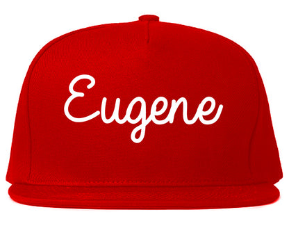 Eugene Oregon OR Script Mens Snapback Hat Red