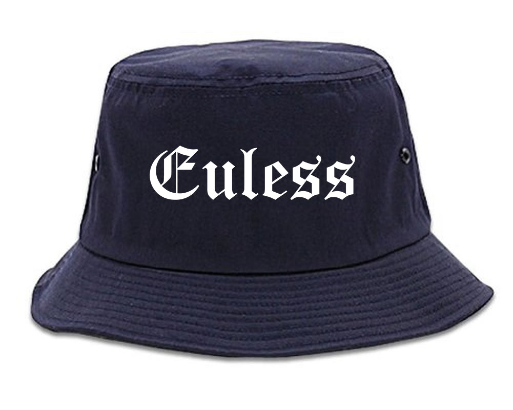 Euless Texas TX Old English Mens Bucket Hat Navy Blue