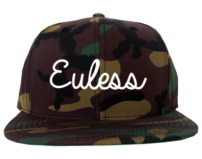Euless Texas TX Script Mens Snapback Hat Army Camo