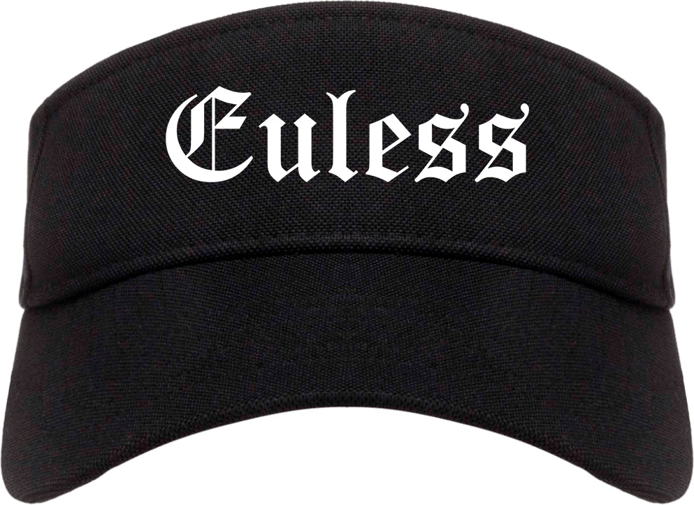 Euless Texas TX Old English Mens Visor Cap Hat Black