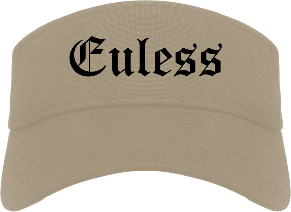 Euless Texas TX Old English Mens Visor Cap Hat Khaki