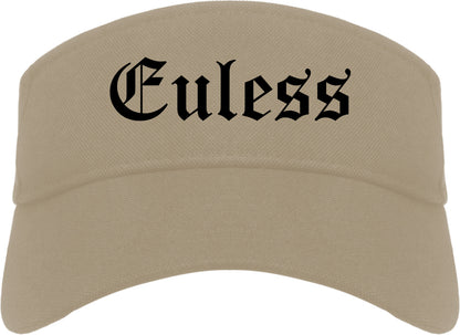 Euless Texas TX Old English Mens Visor Cap Hat Khaki