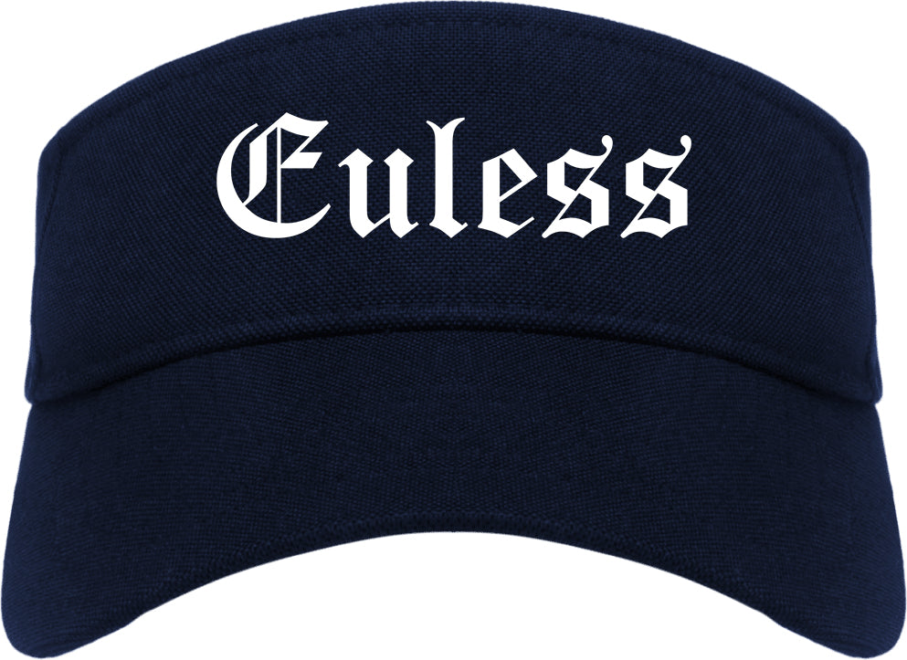 Euless Texas TX Old English Mens Visor Cap Hat Navy Blue