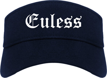 Euless Texas TX Old English Mens Visor Cap Hat Navy Blue