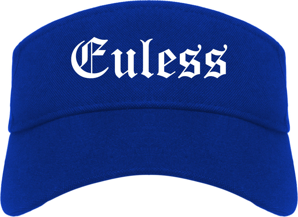 Euless Texas TX Old English Mens Visor Cap Hat Royal Blue