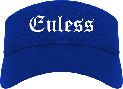 Euless Texas TX Old English Mens Visor Cap Hat Royal Blue