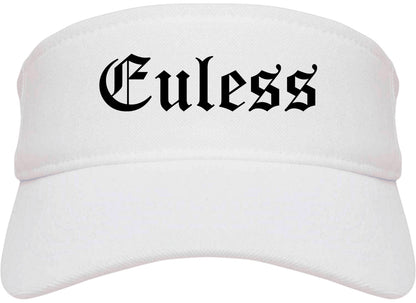 Euless Texas TX Old English Mens Visor Cap Hat White