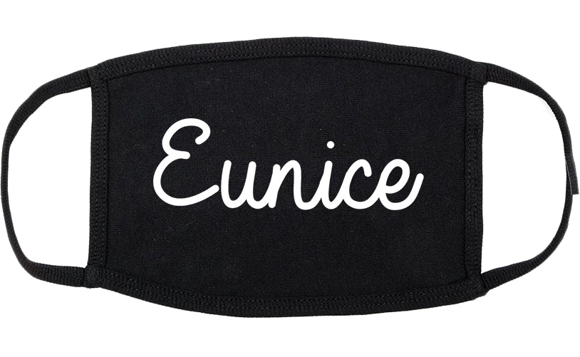 Eunice Louisiana LA Script Cotton Face Mask Black