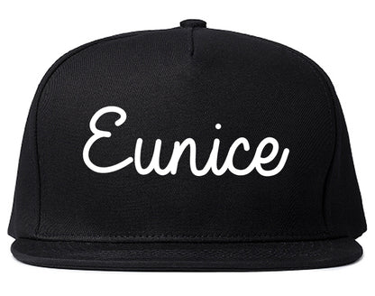 Eunice Louisiana LA Script Mens Snapback Hat Black