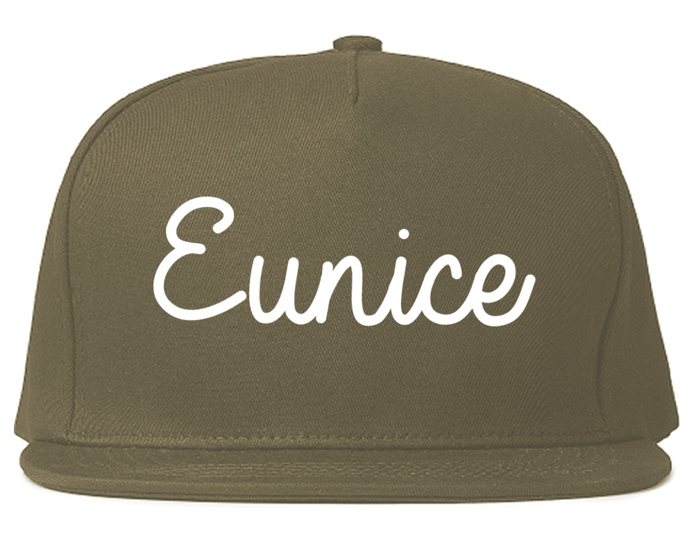 Eunice Louisiana LA Script Mens Snapback Hat Grey