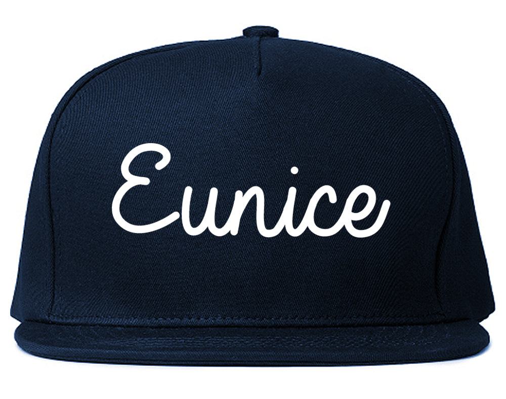 Eunice Louisiana LA Script Mens Snapback Hat Navy Blue