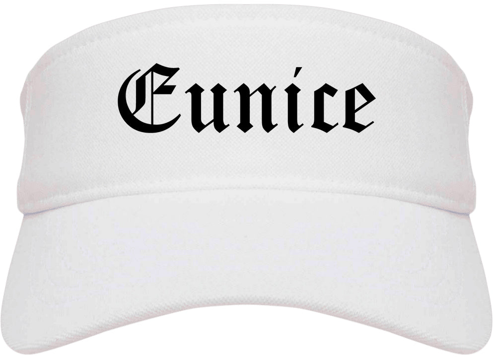 Eunice Louisiana LA Old English Mens Visor Cap Hat White