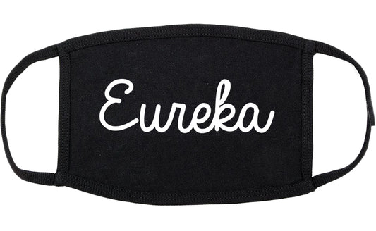 Eureka California CA Script Cotton Face Mask Black