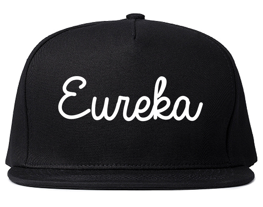 Eureka California CA Script Mens Snapback Hat Black