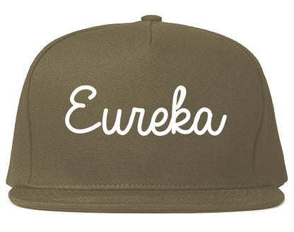 Eureka California CA Script Mens Snapback Hat Grey