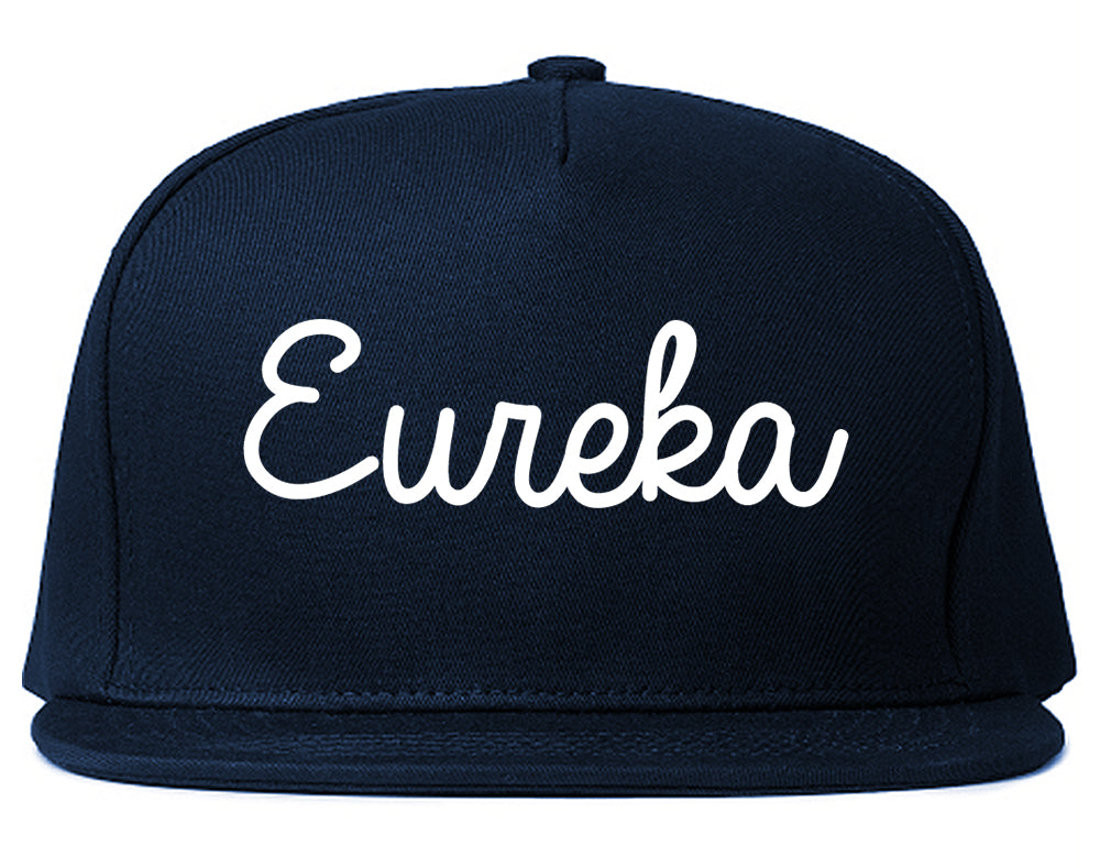 Eureka California CA Script Mens Snapback Hat Navy Blue