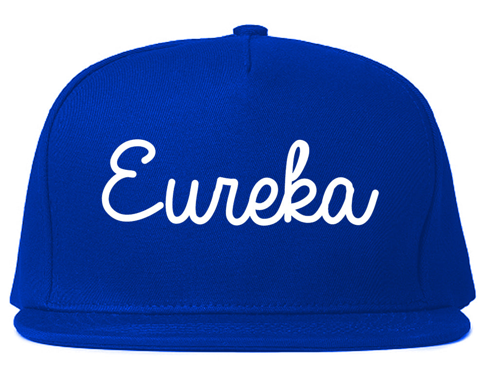 Eureka California CA Script Mens Snapback Hat Royal Blue