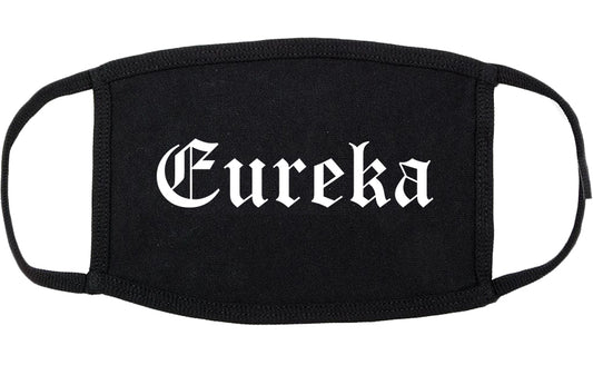 Eureka Illinois IL Old English Cotton Face Mask Black