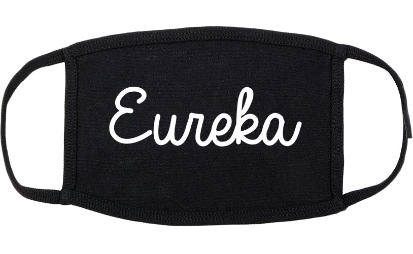 Eureka Illinois IL Script Cotton Face Mask Black