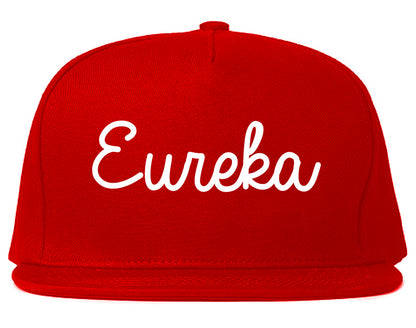 Eureka Illinois IL Script Mens Snapback Hat Red