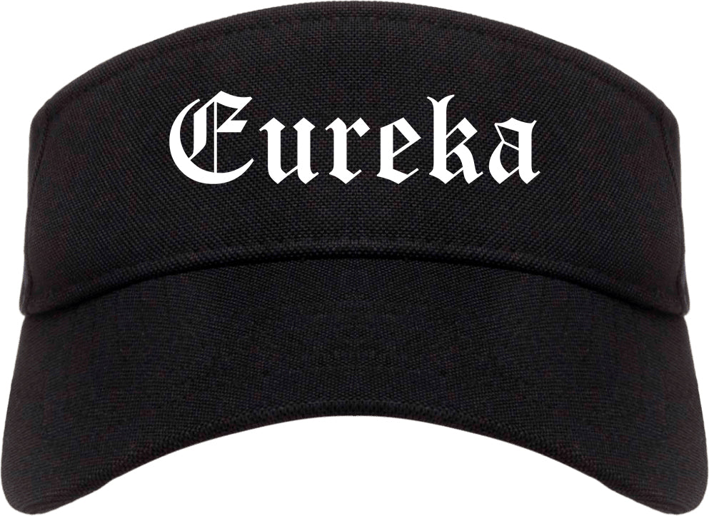 Eureka Illinois IL Old English Mens Visor Cap Hat Black