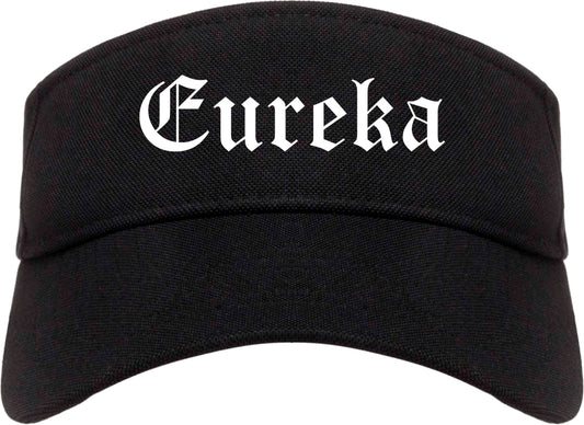 Eureka Illinois IL Old English Mens Visor Cap Hat Black