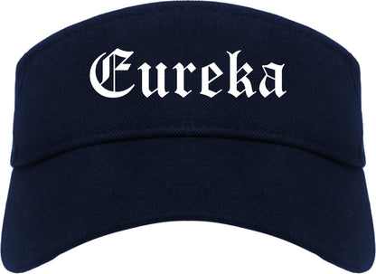 Eureka Missouri MO Old English Mens Visor Cap Hat Navy Blue