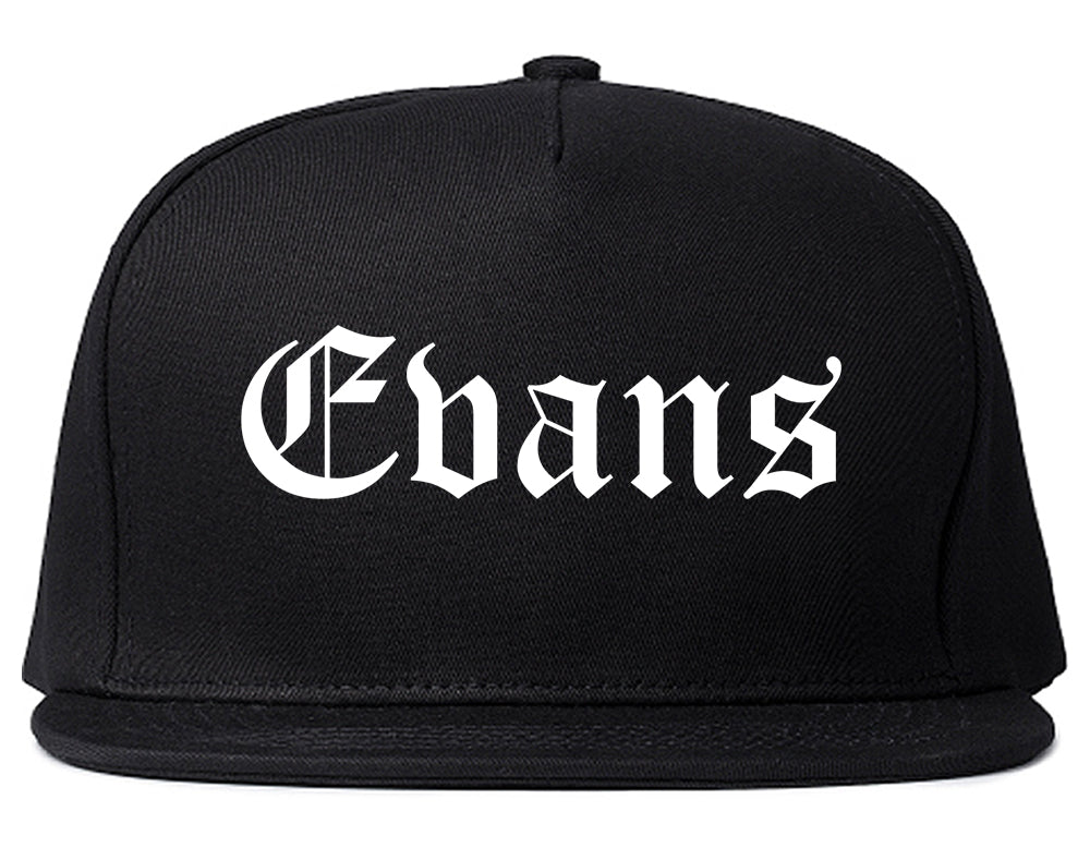 Evans Colorado CO Old English Mens Snapback Hat Black