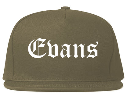Evans Colorado CO Old English Mens Snapback Hat Grey