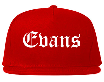 Evans Colorado CO Old English Mens Snapback Hat Red