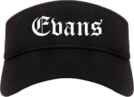 Evans Colorado CO Old English Mens Visor Cap Hat Black