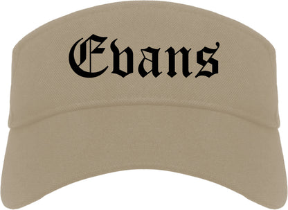 Evans Colorado CO Old English Mens Visor Cap Hat Khaki