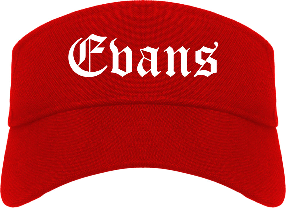 Evans Colorado CO Old English Mens Visor Cap Hat Red