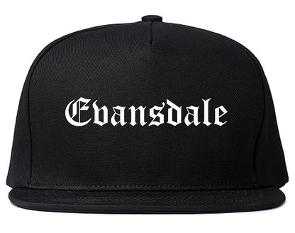 Evansdale Iowa IA Old English Mens Snapback Hat Black