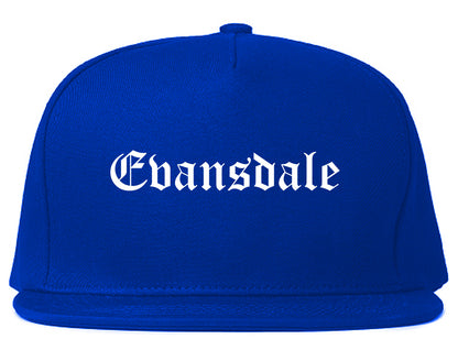 Evansdale Iowa IA Old English Mens Snapback Hat Royal Blue