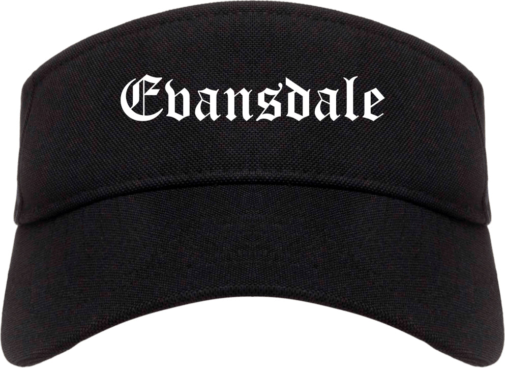 Evansdale Iowa IA Old English Mens Visor Cap Hat Black