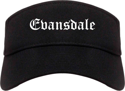 Evansdale Iowa IA Old English Mens Visor Cap Hat Black
