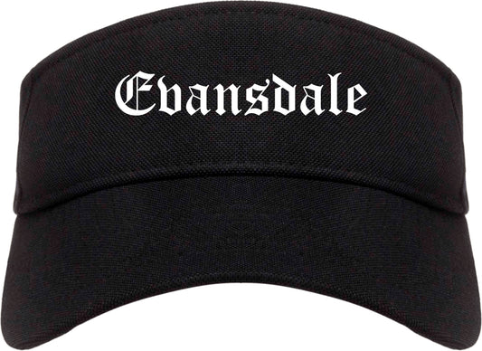 Evansdale Iowa IA Old English Mens Visor Cap Hat Black