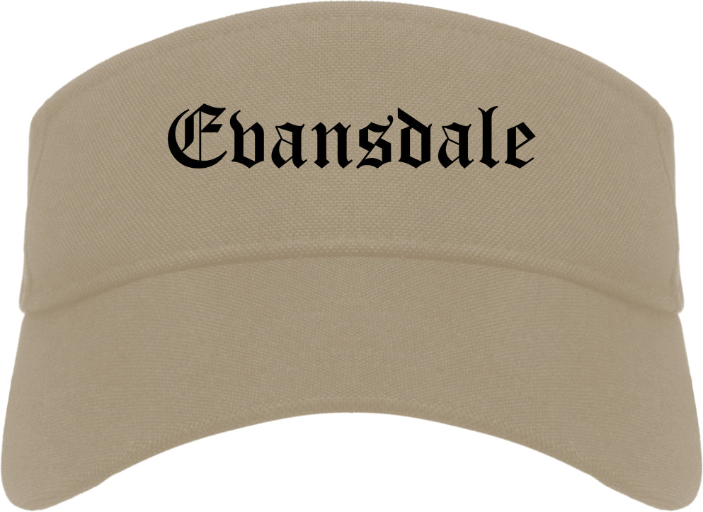 Evansdale Iowa IA Old English Mens Visor Cap Hat Khaki