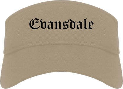 Evansdale Iowa IA Old English Mens Visor Cap Hat Khaki