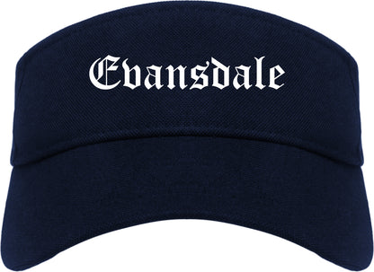 Evansdale Iowa IA Old English Mens Visor Cap Hat Navy Blue